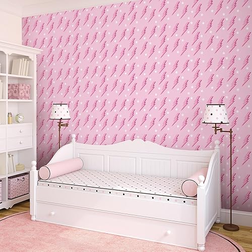 Miniatura 4 de Preppy - Papel tapiz para despegar y pegar, removible, color rosa intenso, vinilo de preppy, autoadhesivo, papel de pared de relámpago, fondo de