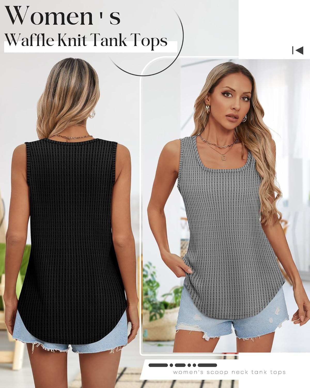 Riyiper 3 Pack Women's Waffle Knit Tank Tops, Scoop Neck Sleeveless Shirts Flowy Loose Beach Tops 2026 Summer Trendy - Image 6