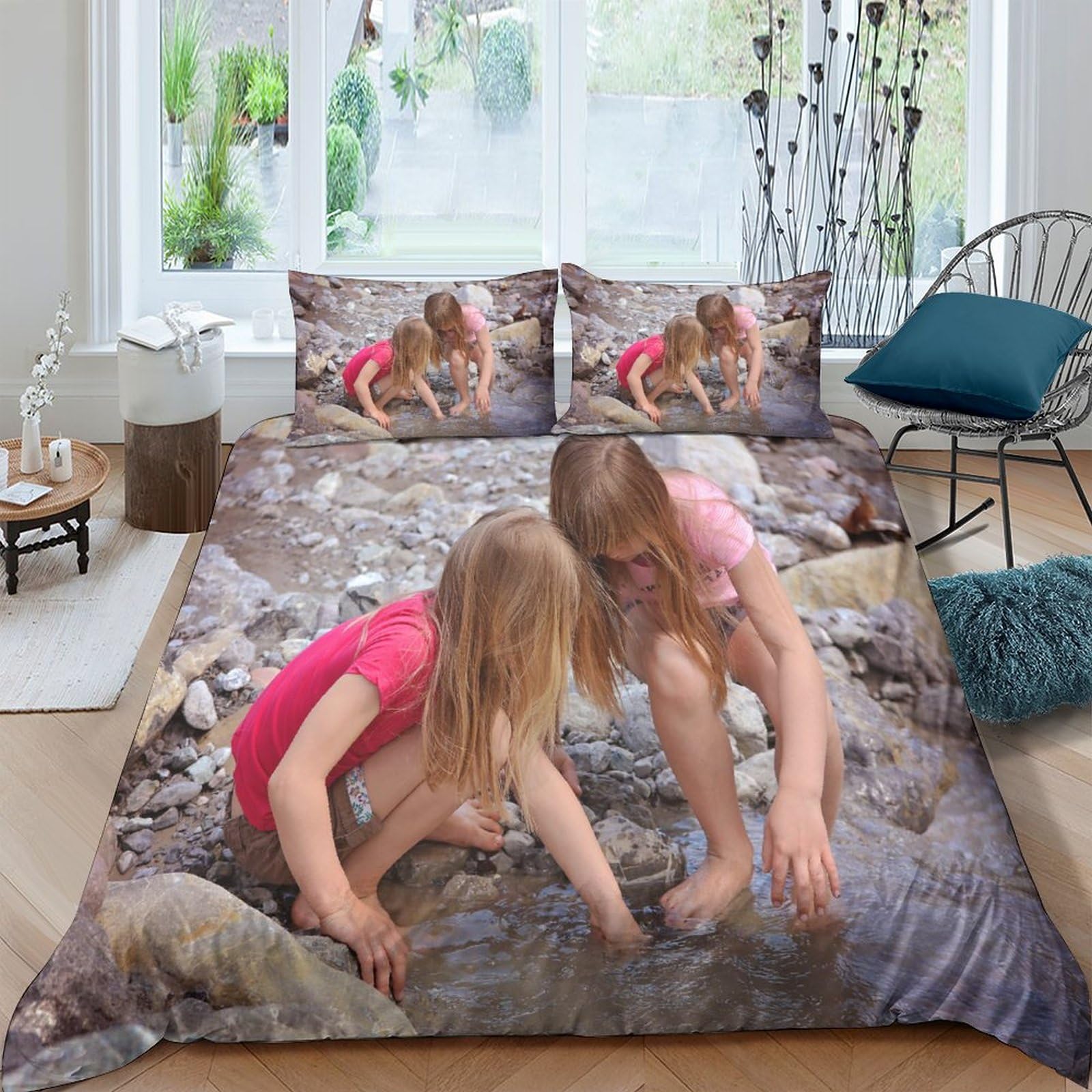 Parure de lit personnalisée photo housse de couette microfibre 3 pièces double 200x200