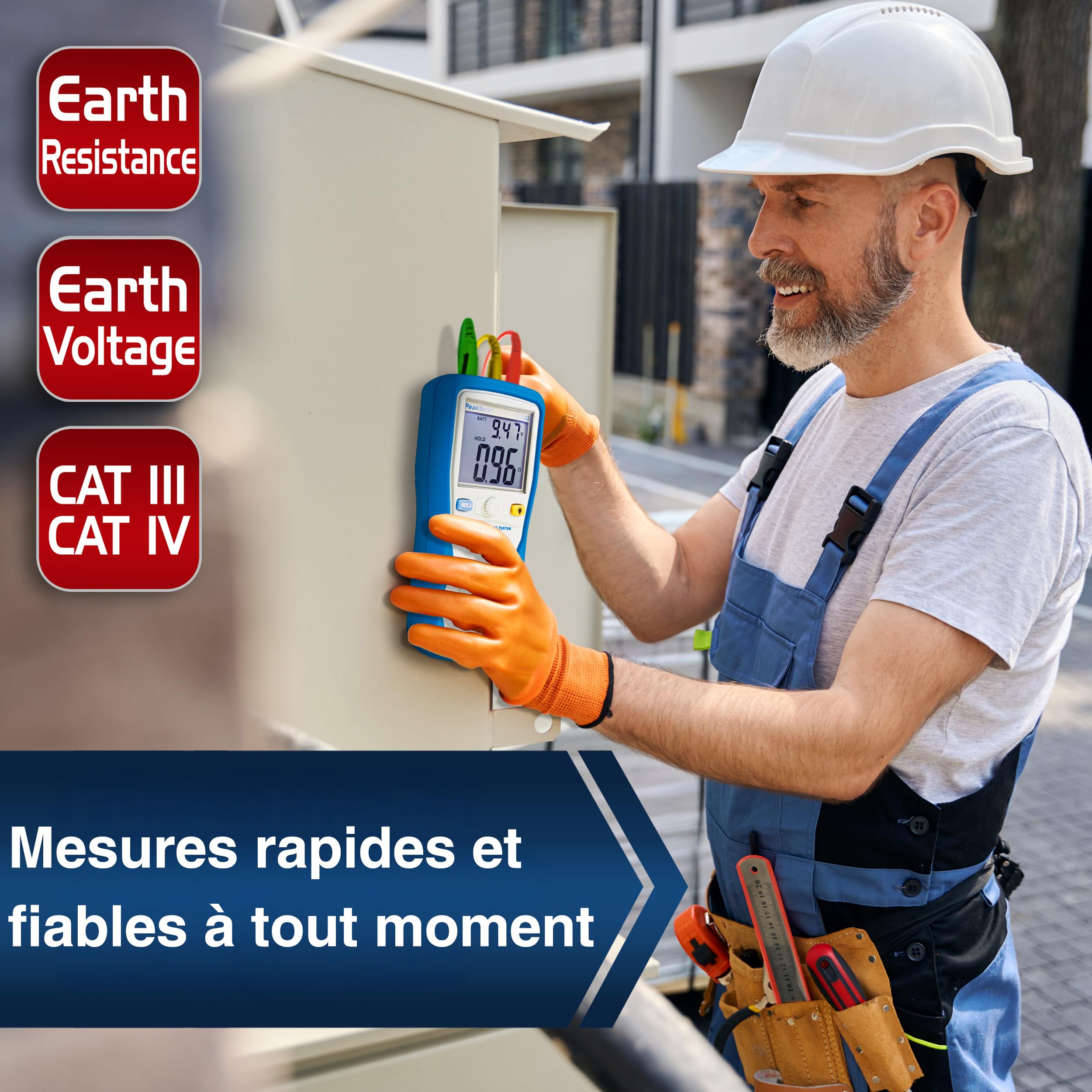 PeakTech 2700 Numérique Mesureur de Résistance de Terre CAT III 1000 V Double Affichage LCD