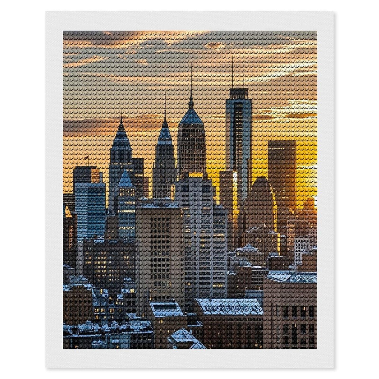FekiLoot Dusk and Sunset Paint by Numbers Kit for Adults Beginner DIY Diamond Dots Paintings Round Full Drill Diamond Art Kits Picture Diamond Art Painting Kits for Home Decor 16"x20"