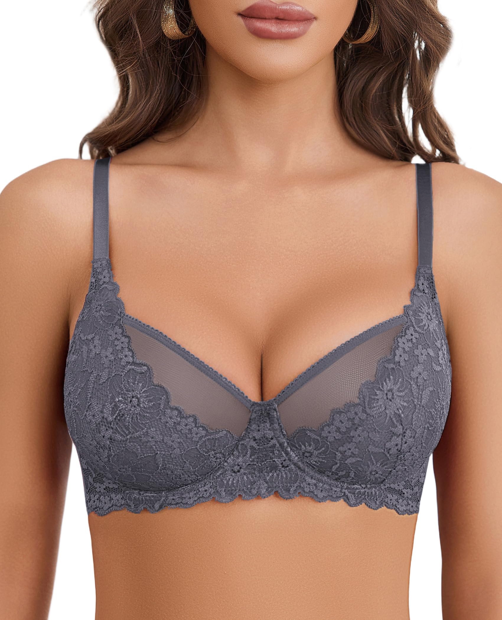 Avidlove Women Lace Bra Underwire Sexy Bralettes Unlined Mesh Full Coverage Lingerie Everyday Bras