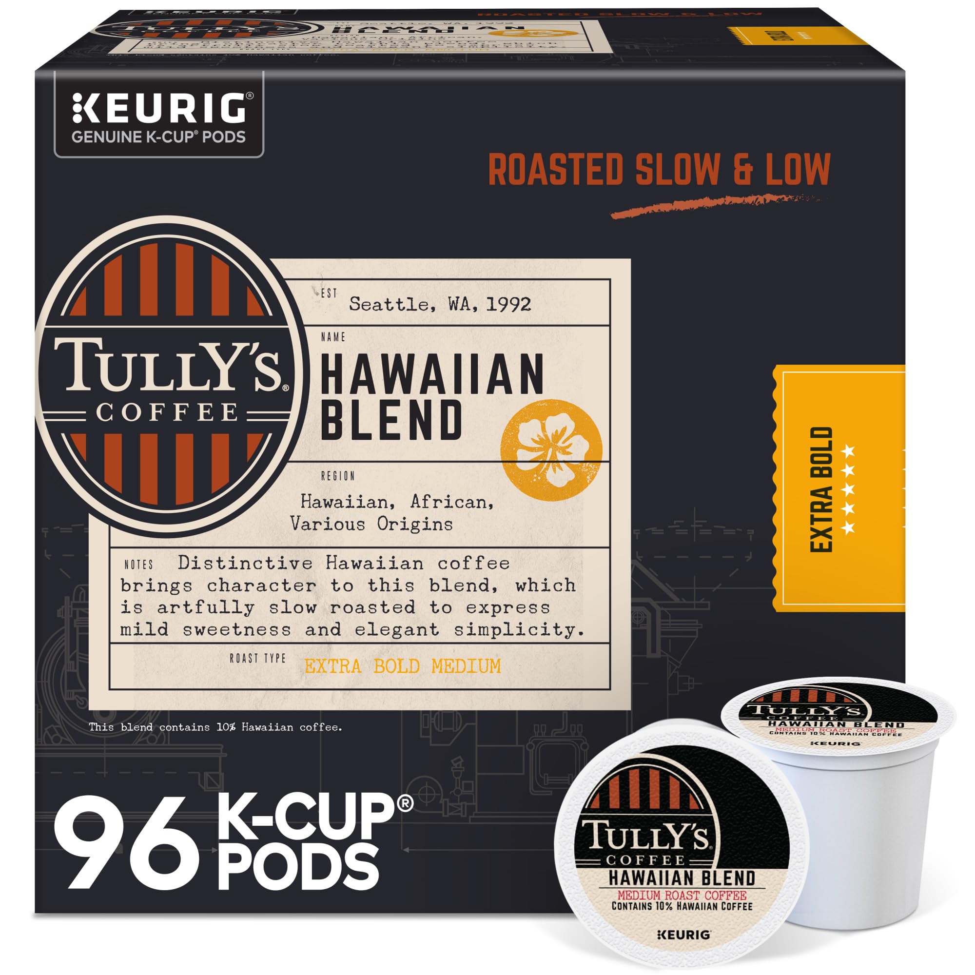 Amazon.com: Tully's Coffee Hawaiian Blend Keurig Single-Serve K