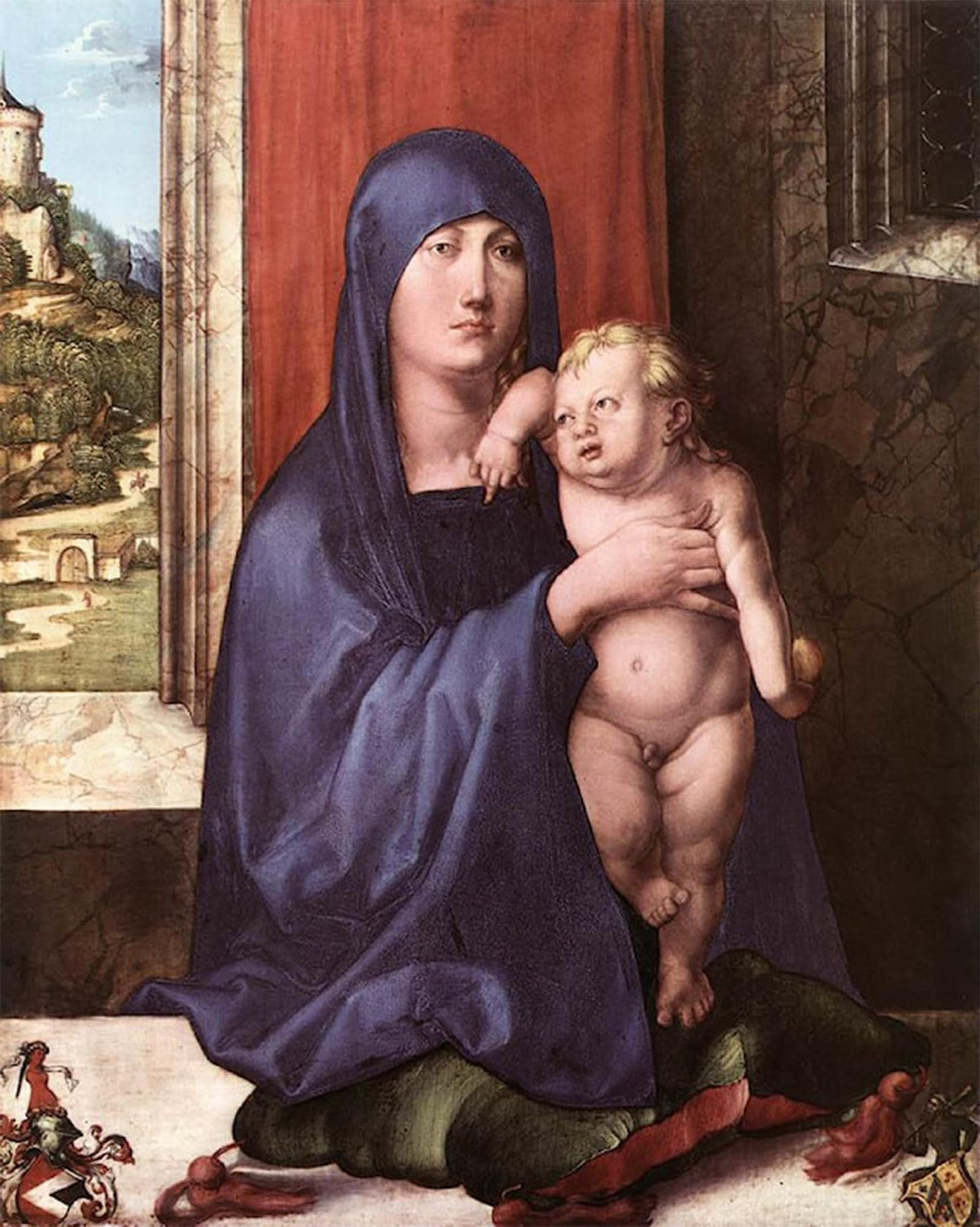 RZHRHJES Retro Picture Portrait Oil Painting Modern Wall Artwork Lady and Child by Albrecht Durer Canvas Poster for Home Decor 60x90cm