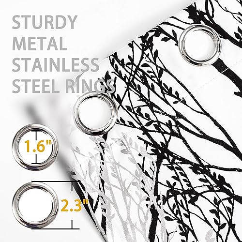 Miniatura 3 de DriftAway Cortinas opacas con patrón botánico de ramas de árbol, para oscurecer la habitación, con aislamiento térmico y ojales, 2 paneles, 2 capas