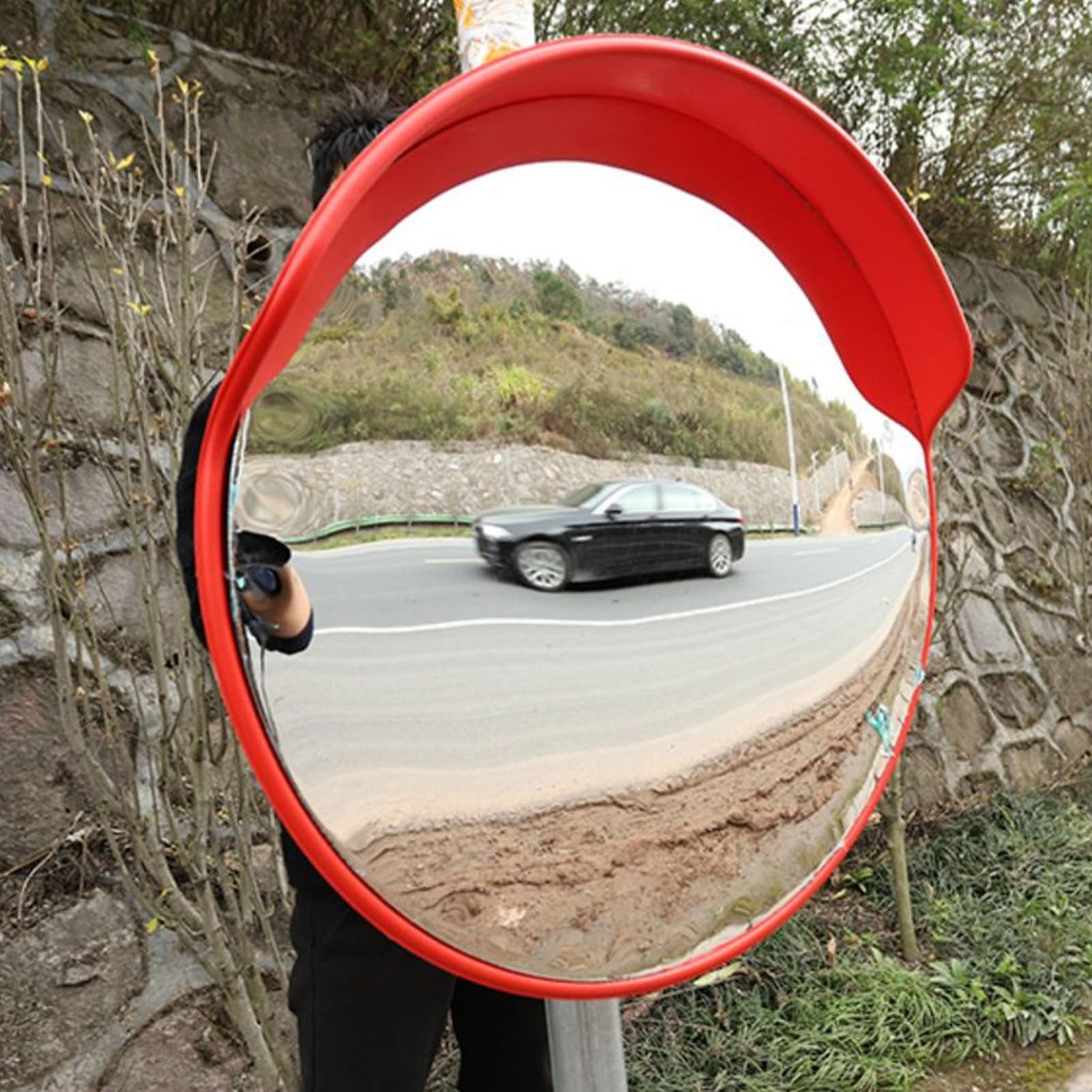 Sxhlseller Specchio da Traffico Convesso Rotondo da 17,7 Pollici |Specchio per Punto Cieco Grandangolare per Garage Ufficio Magazzino