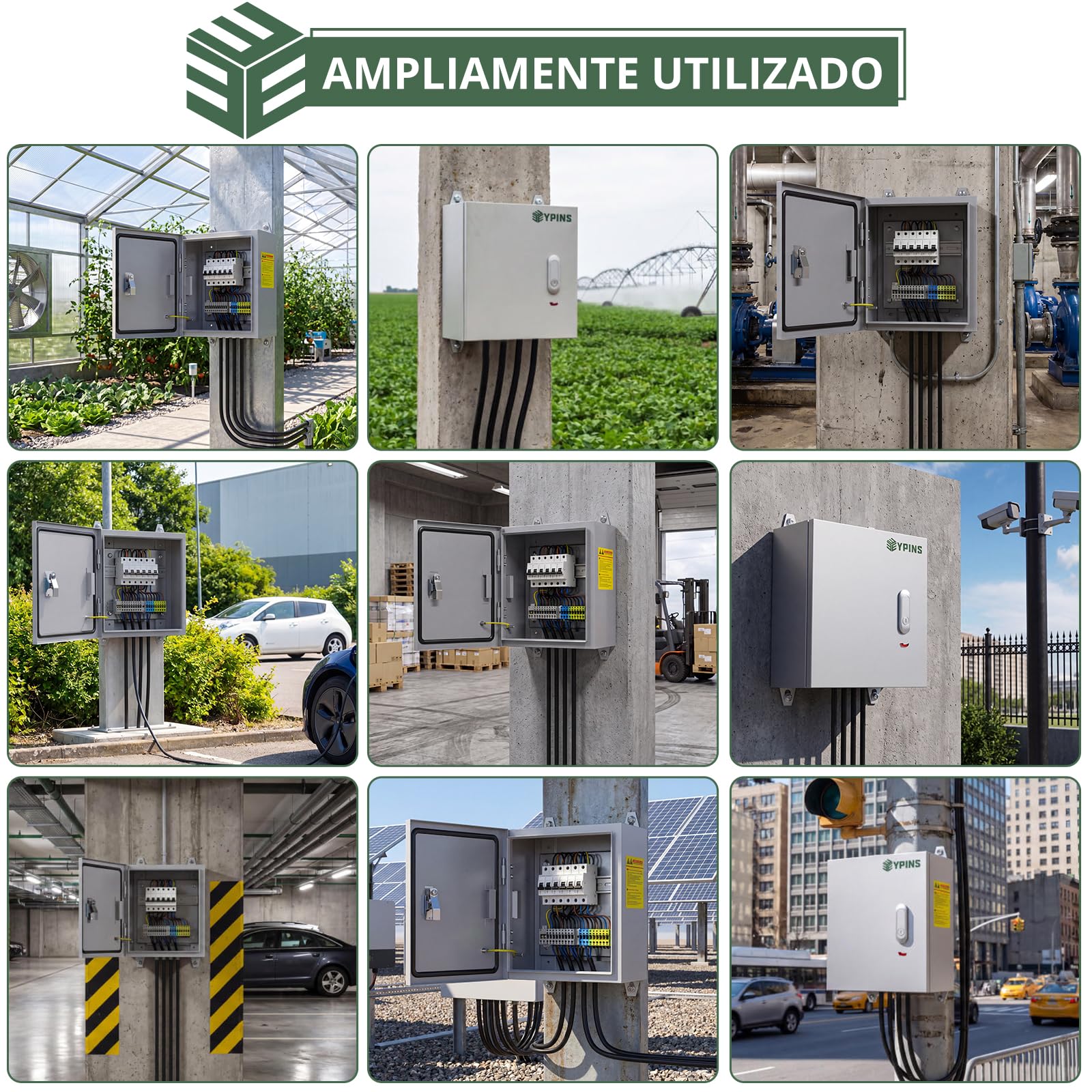 EYPINS Caja Eléctrica Metálica Acero 40x50x20cm con Cerrojo Aluminio IP44 | Caja de Conexiones Resistente a la Abrasión y Corrosión, CE, Placa de Montaje Desmontable, para Interiores y Exteriores