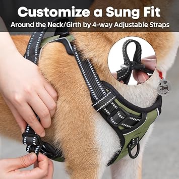PoyPet No Pull Dog Harness Medium, Reflective Vest with Front Clip & Handle