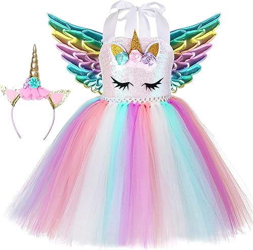 Miniatura 2 de Soyoekbt Girls Unicorn Costume LED Light Up Unicorn Dress Birthday Party Princess Dress for Halloween Party