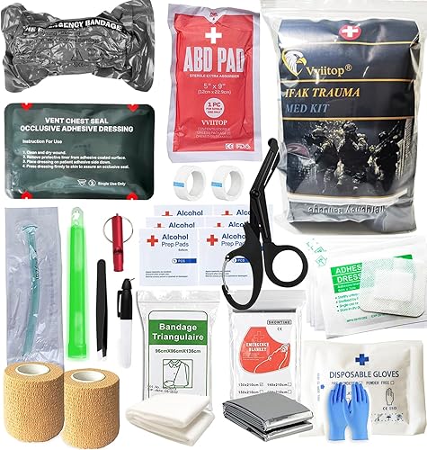 Kit de recambio para traumatismos IFAK Primeros auxilios  Sello ventilado para el pecho  Vendaje israelí  Almohadilla ABD  Vendajes autoadhesivos