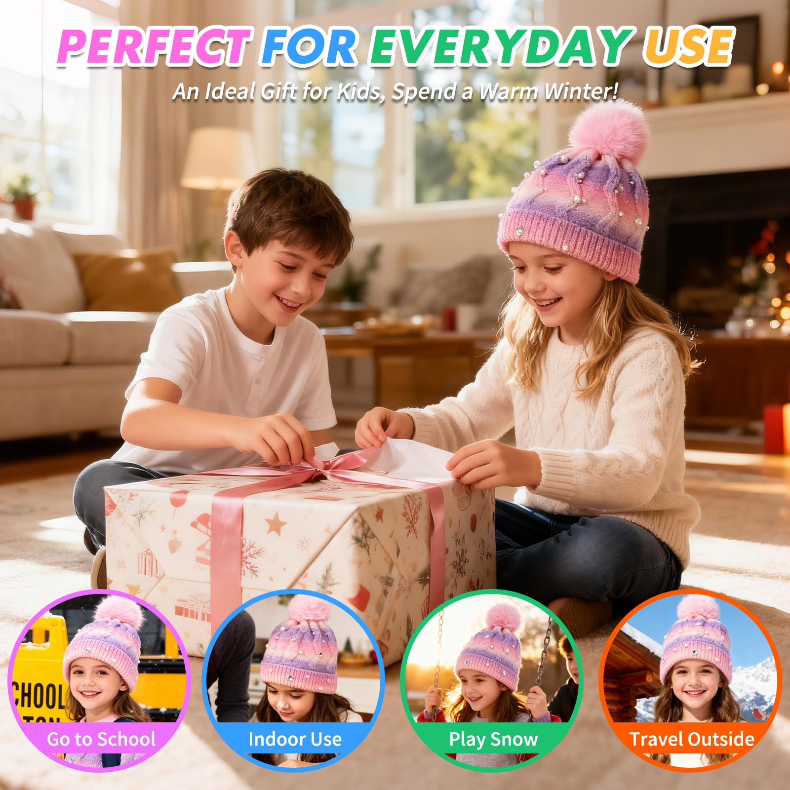 PinkSheep Girls Pink Winter Hat, Rosa, 50-60