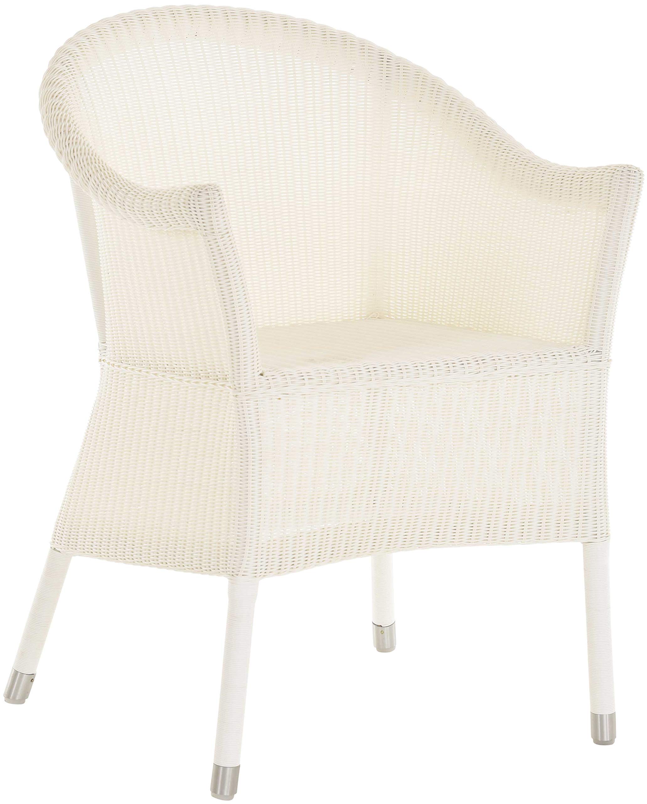 Poly-Rattansessel mit Armlehne Gartensessel Poly Rattan Sessel Stuhl mit Alurahmen Gartenmöbel Outdoor (ohne Kissen, Weiß)
