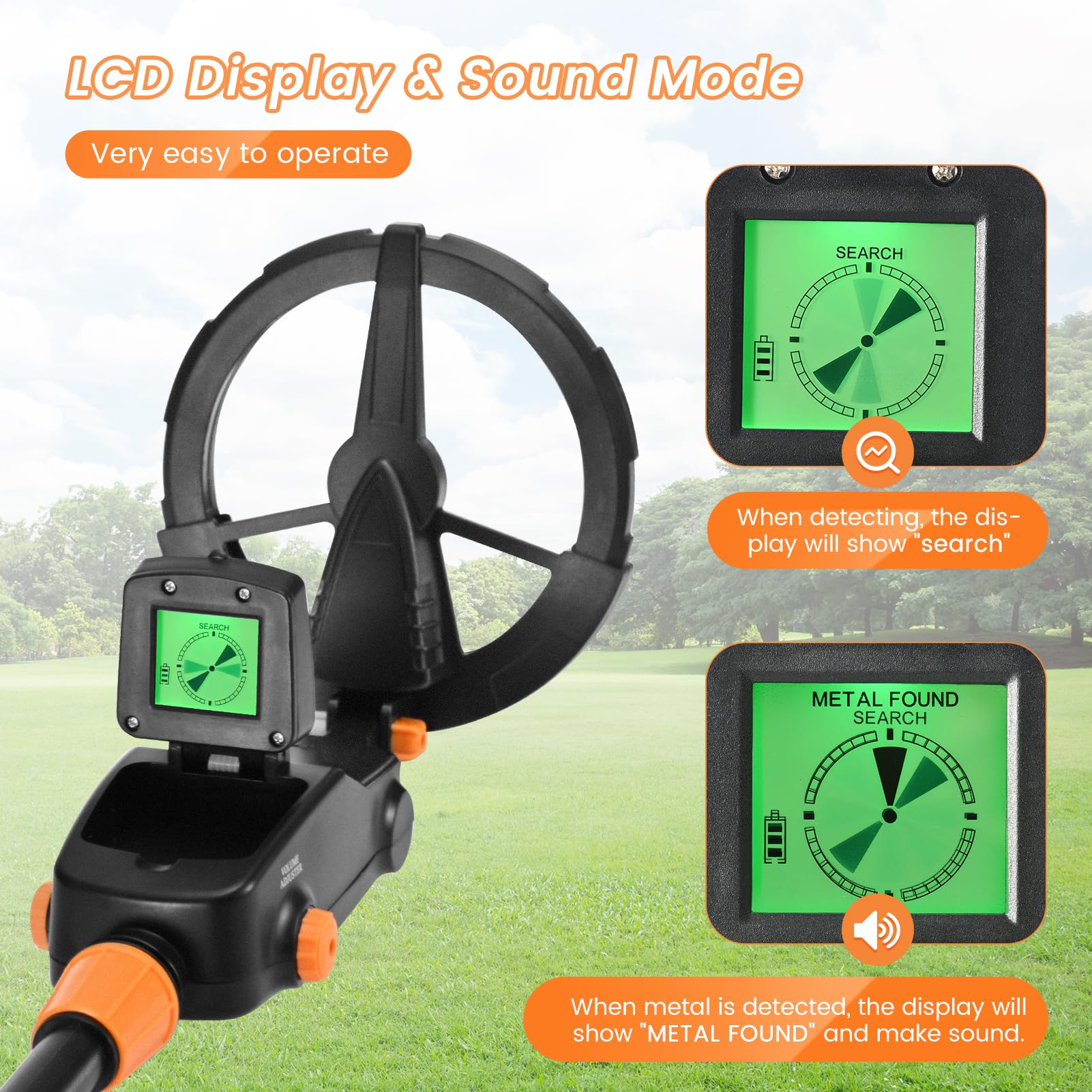 Metal Detector Bambini, Sunowl Metal Detector per Bambino con LCD e Indicazione Sonora, ad Alta Sensibilità con Bobina di Ricerca Impermeabile per la Ricerca di Metalli