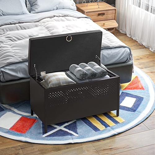 Wonder Comfort Banco de almacenamiento elevador otomano para dormitorio con marco de acero y ruedas, para entrada, sala de estar, vestíbulo,