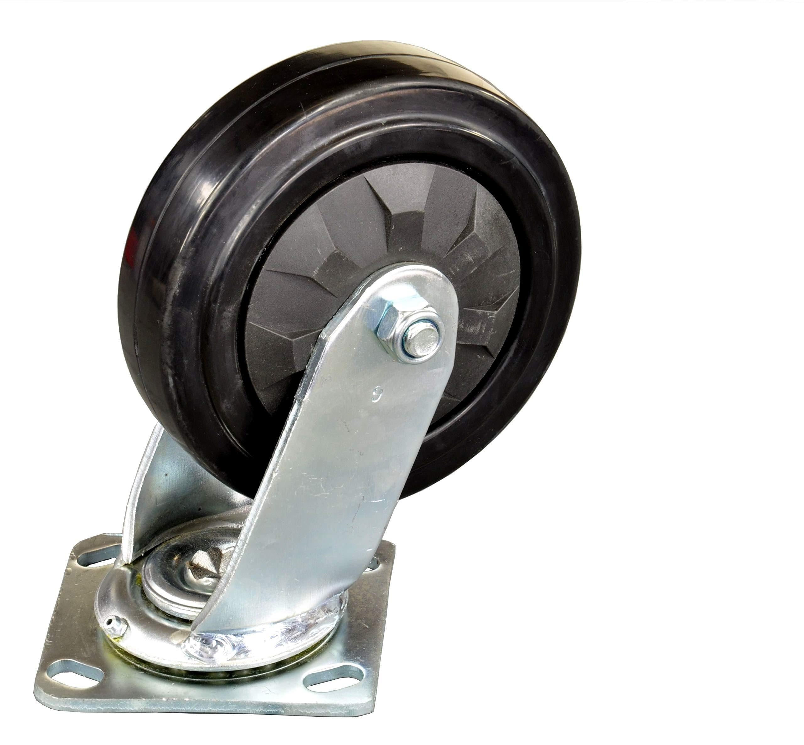 4 Stück Lenkrollen je 360 kg Tragkraft, Vollgummi-Rollenbelag, Ø 155 mm