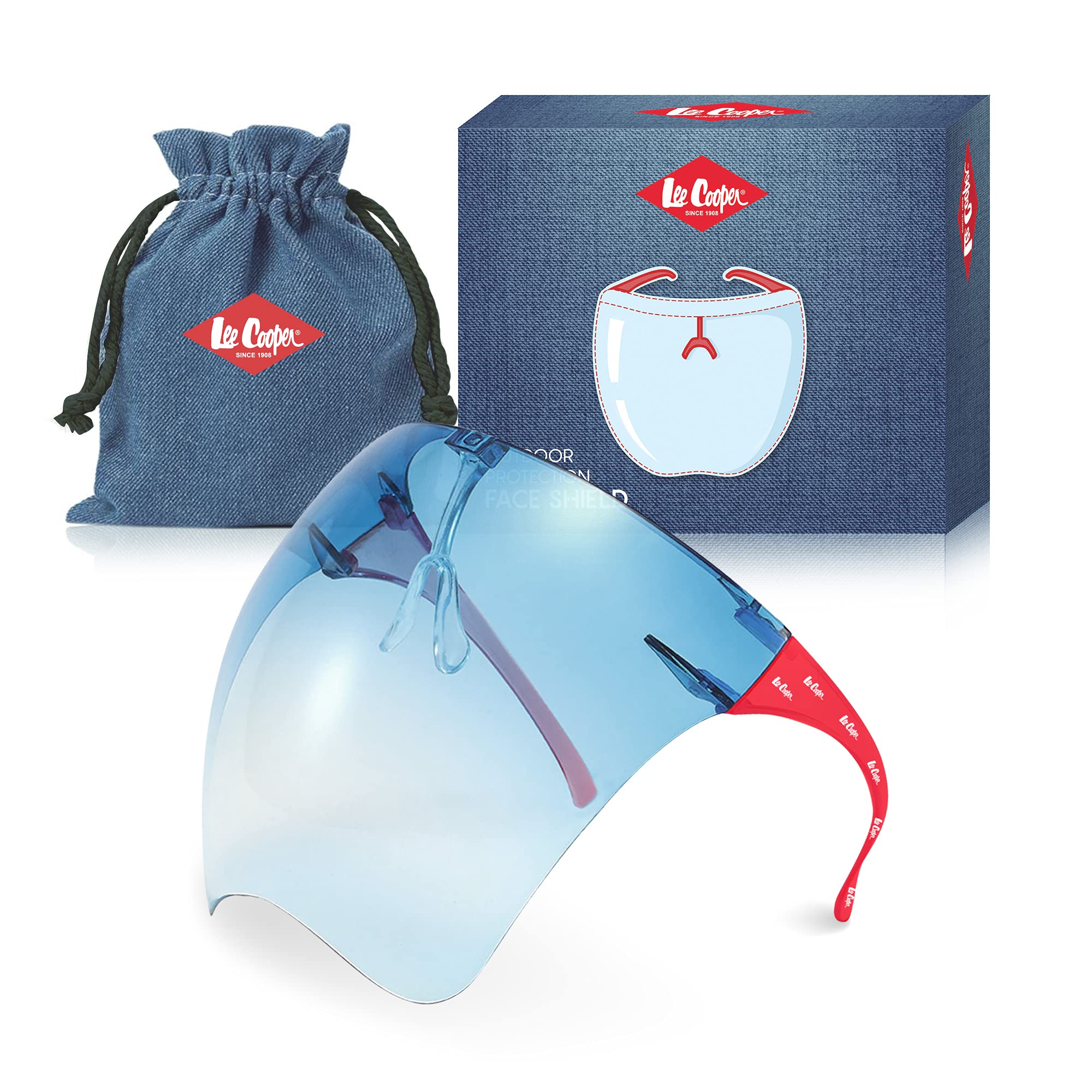 LEE COOPER Goggle-Style Face Shield with 180° Safety Coverage: Anti-Fog Glasses and Clear Face Visor Integrated in One Design - Unisex Fashion Protective Wear for Men & Women