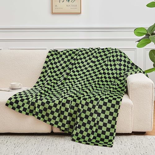 Miniatura 31 de FY FIBER HOUSE Manta de cuadros rosa intenso para sofá, cobija suave y acogedora con diseño a cuadros, 50 x 60 pulgadas Rosa Hot,Negro,Negro y