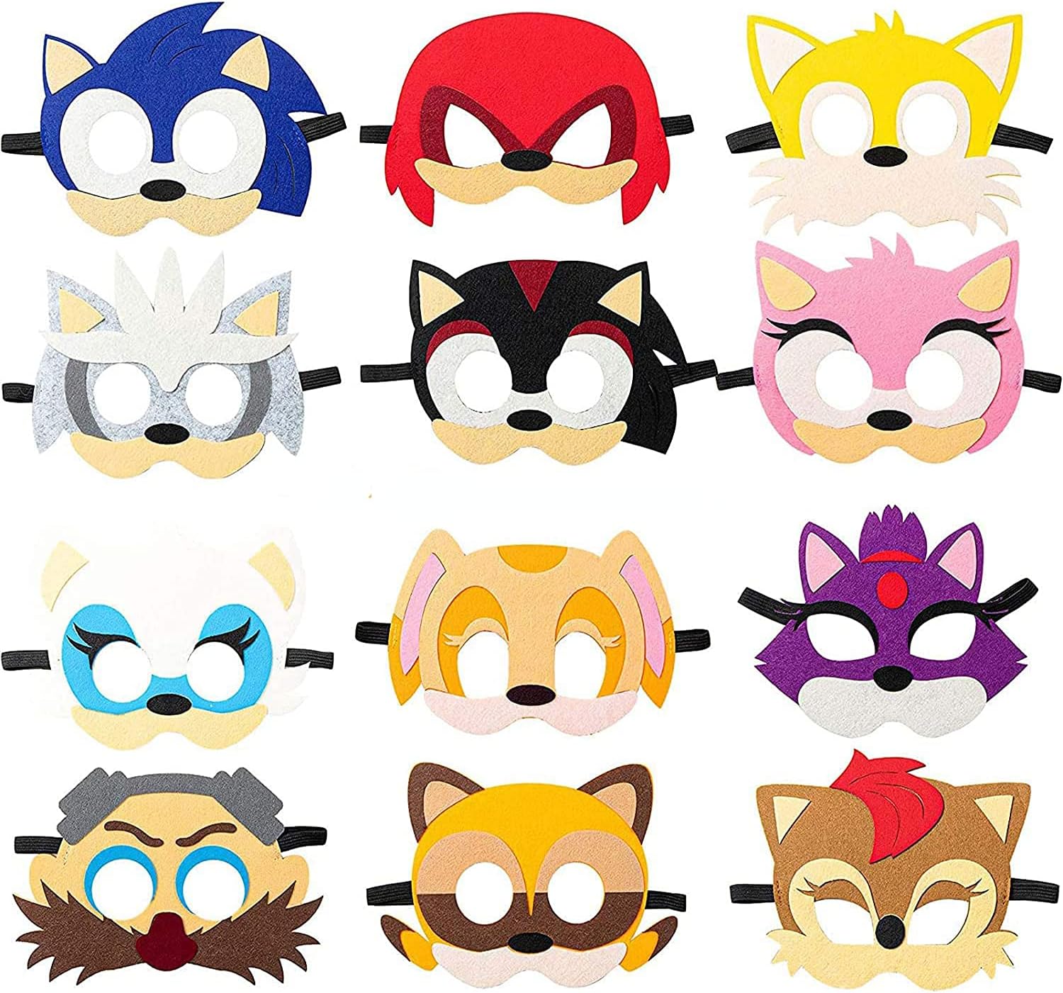 Alirea Felt Favors for Kid (12 Packs), Birthday Party Supplies Dress Up Costumes Mask Photo Booth Prop Cartoon Character Cosplay Birthday Gift for Children Boys Girls