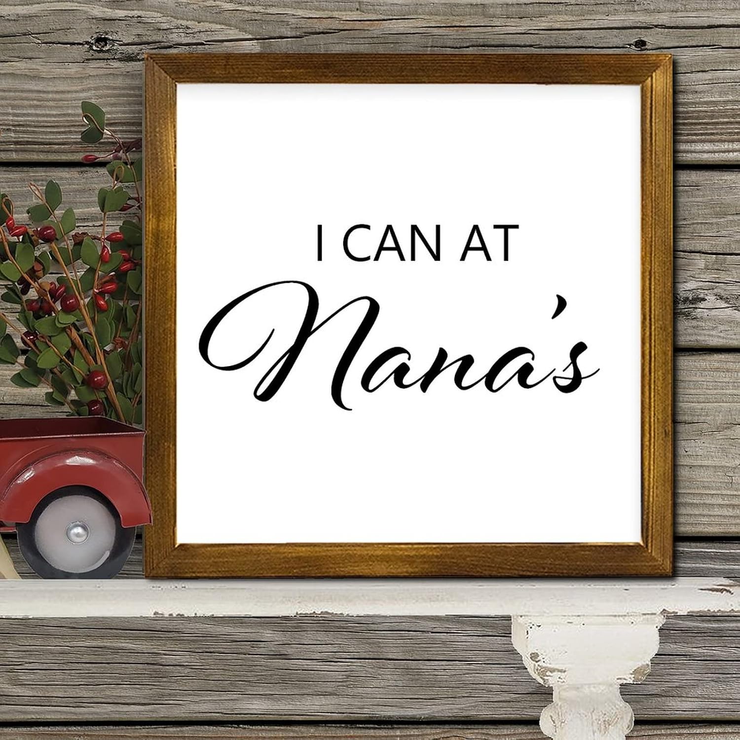 I Can at Nanas Wooden Framed Signs Quote Sayings Wood Sign Plaque Classic Wooden Wall Art Decor for Home Bathroom Indoor Kitchen Garden 12x12 Inch