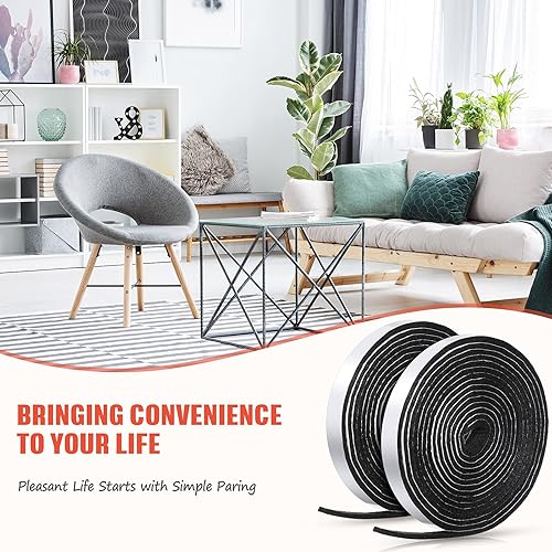 Miniatura 5 de Zonon 4 rollos de tiras de fieltro de 120 pulgadas con cinta adhesiva de fieltro para muebles, rollos de tiras autoadhesivas de poliéster resistente