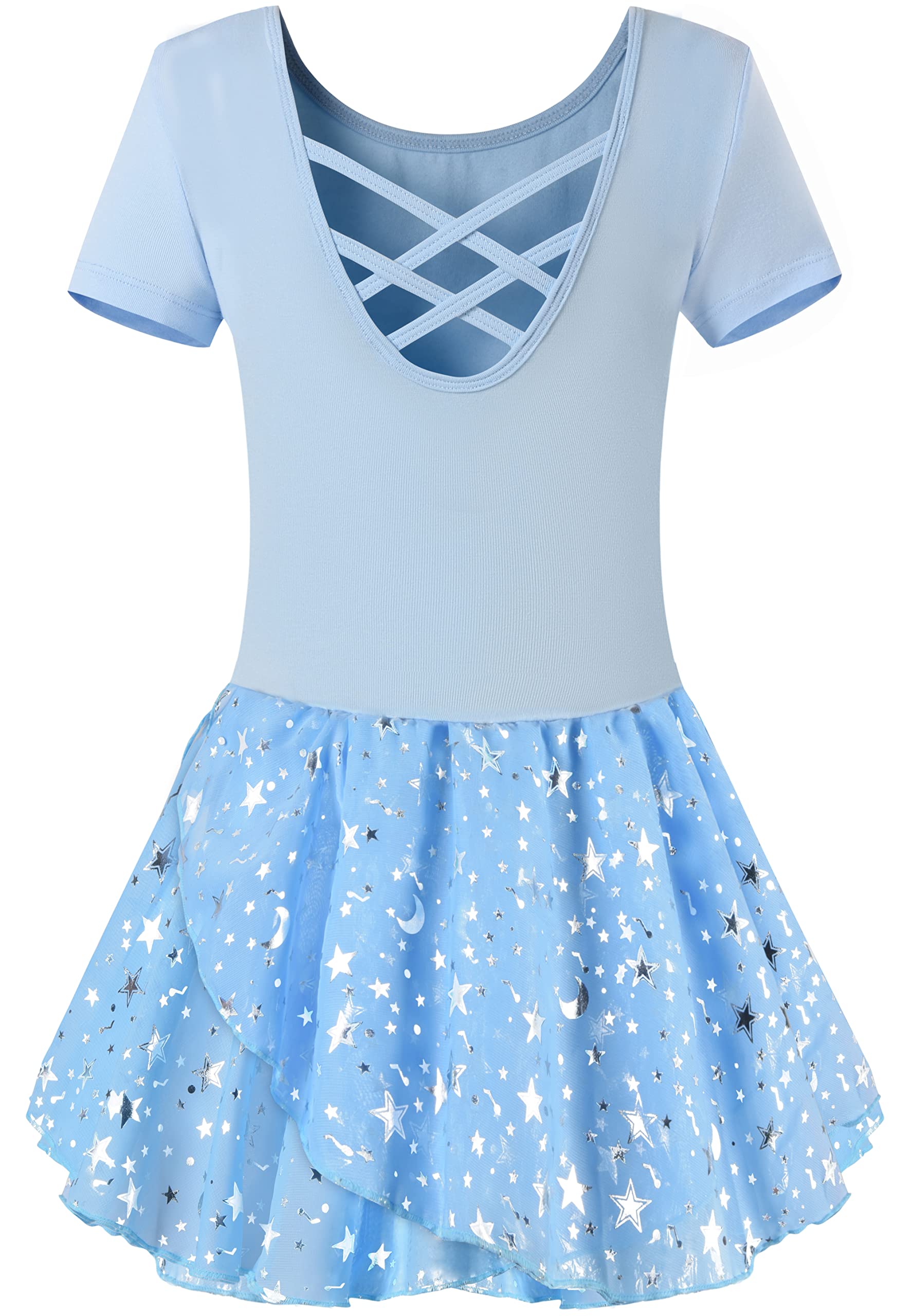 Mulnall Girls Ballet Leotards Dance Tutu Skirt Toddlers Dance Training Wear Dress Criss Cross Straps Back Shiny Sequin