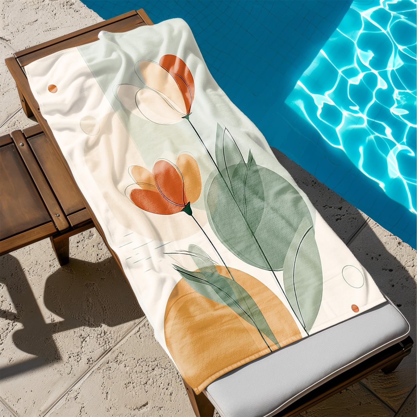 Générique Serviette Microfibre Plage Cercle Orange Vert Clair