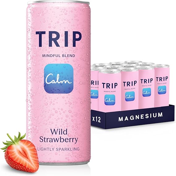 TRIP Calm Magnesium Drink, Alcohol Free Mocktail, Wild Strawberry, 12pack