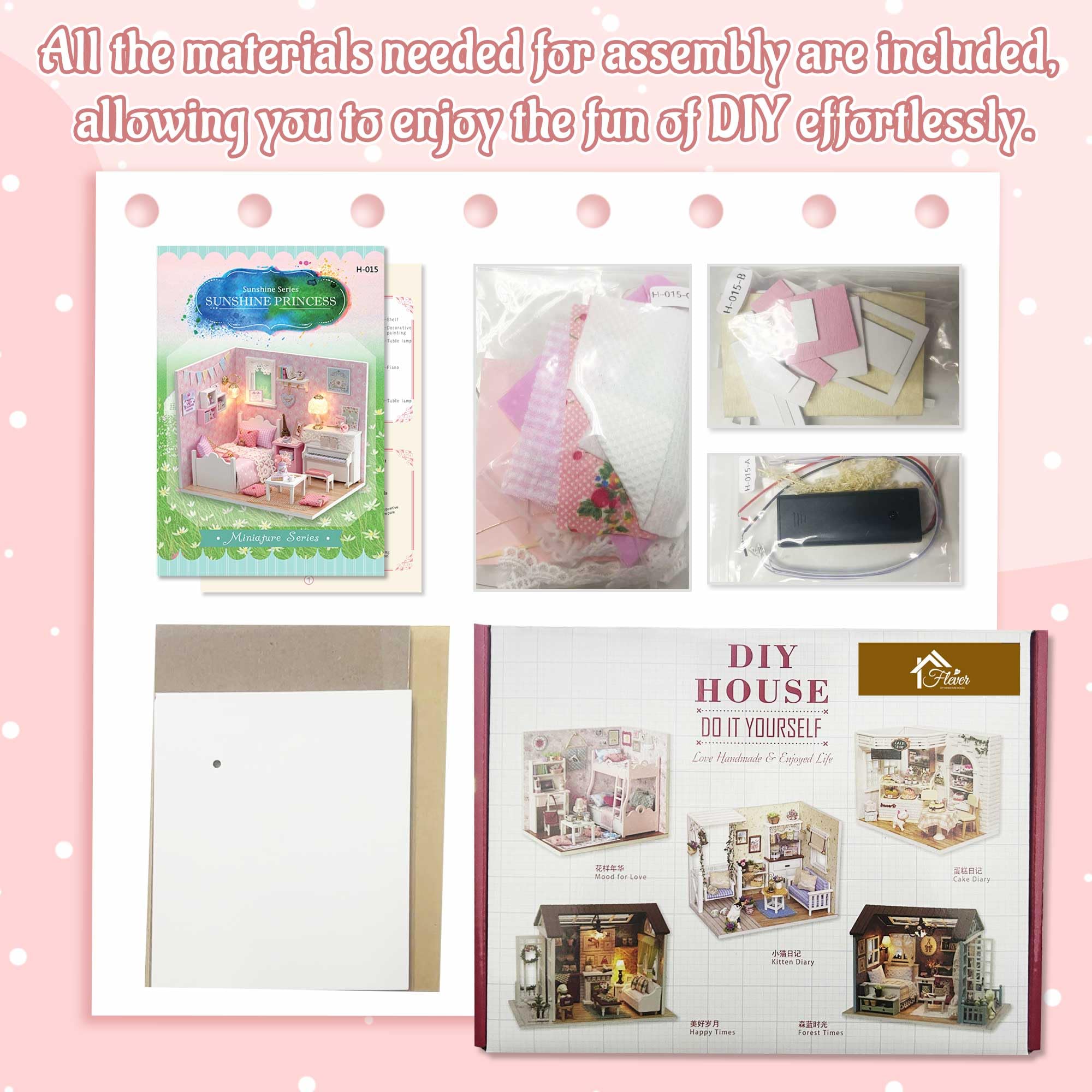 Kit de casa en miniatura, kit de casa pequeña con luz LED, mini kits de manualidades de construcción de casa para adultos y adolescentes, decoración del hogar, regalo creativo para familias 3