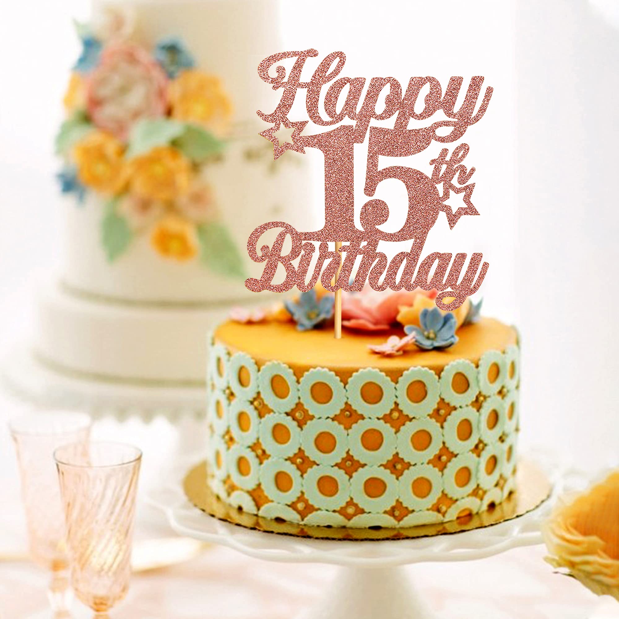 Topper per torta con glitter dorati decorazione per torta per