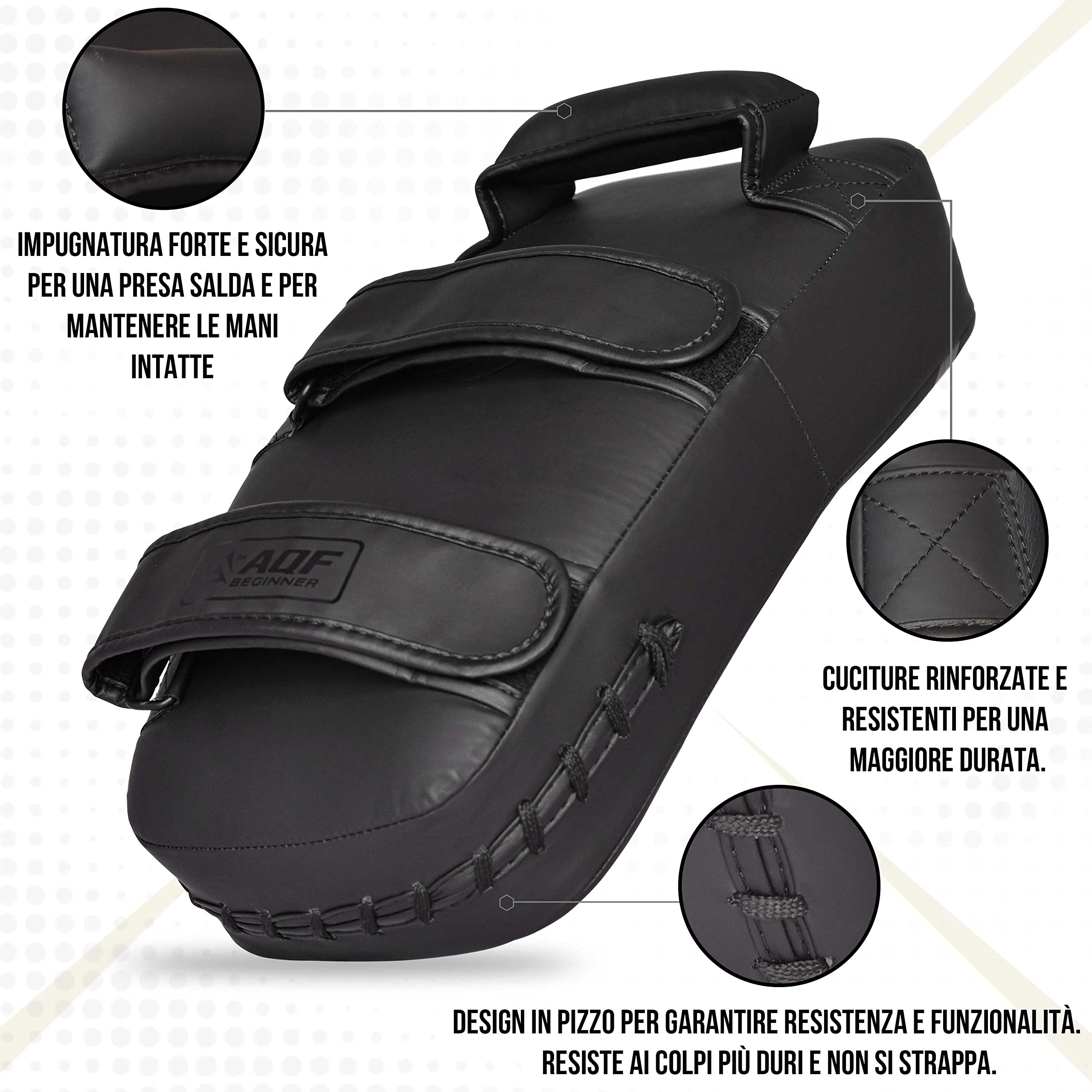 AQF Pao Muay Thai Curvi, Colpitori Boxe per MMA Kickboxing Allenamento | Scudo Arti Marziali, Pelle Sintetica Premium, Design Leggero, Impugnatura Ergonomica, Boxing Pad per UFC, Karate & Taekwondo