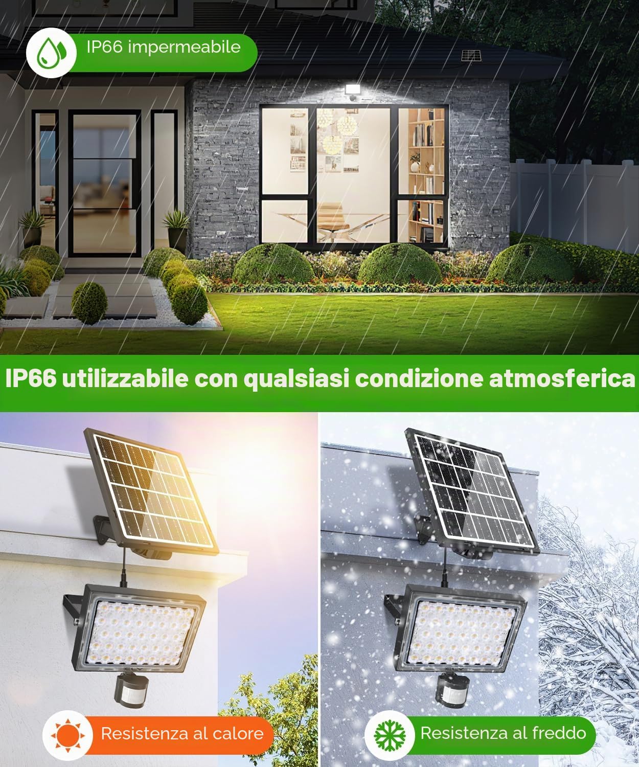 CLY Luce Solare Led Esterno Con Sensore Di Movimento 30W 2600LM 2500K-6500K | Faretti Solari Led Da Esterno 6 Modes Faretto LED Da Esterno Solare IP66 Faro Led Esterno Con Pannello Solare 5000mAh