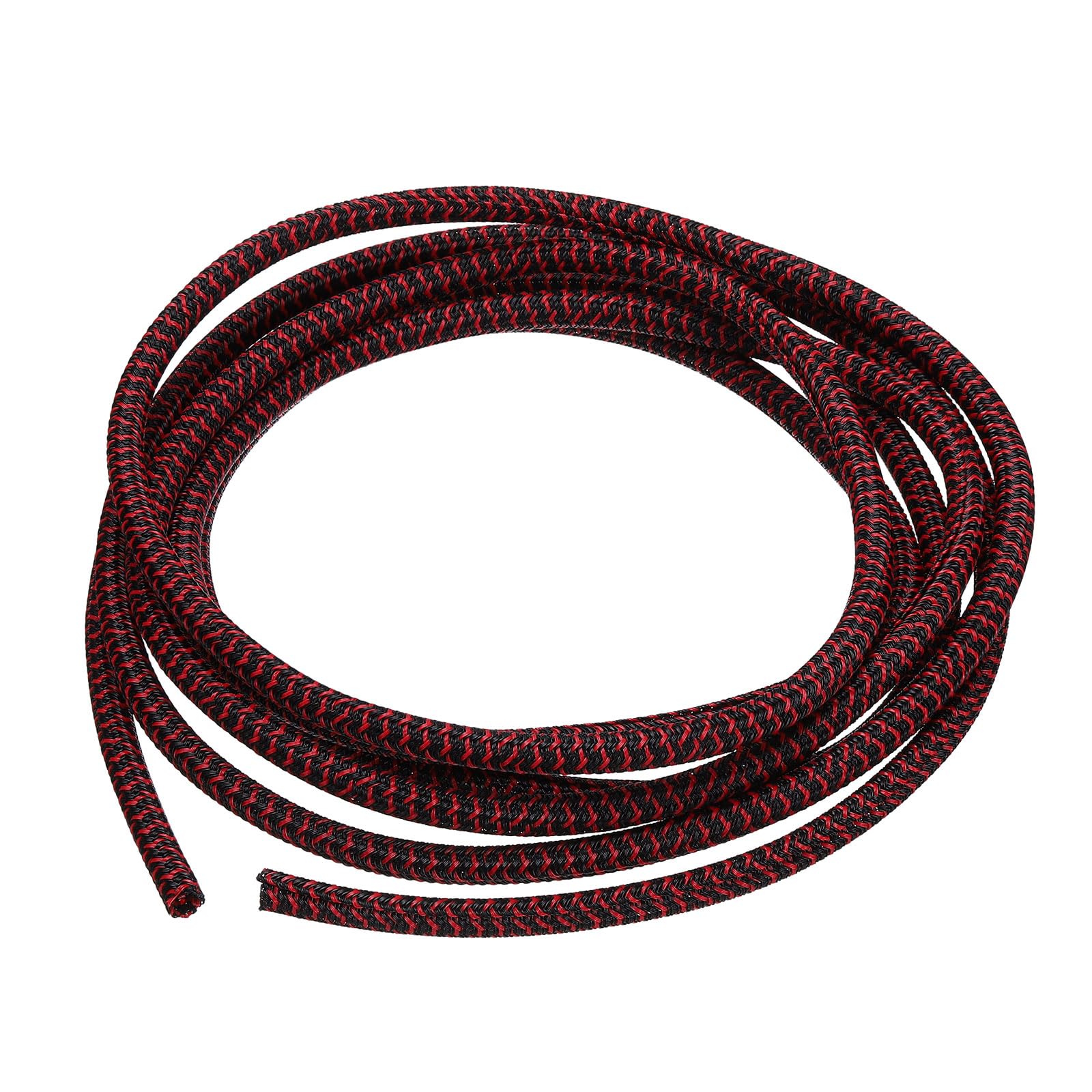 sourcing map Split Sleeve Wire Loom 3/16" 10Ft Black/Red Self Wrapping Braided Sleeve UL94-V2 Fireproof PET Sleeving for Automotive, Home Cable Management — image 1