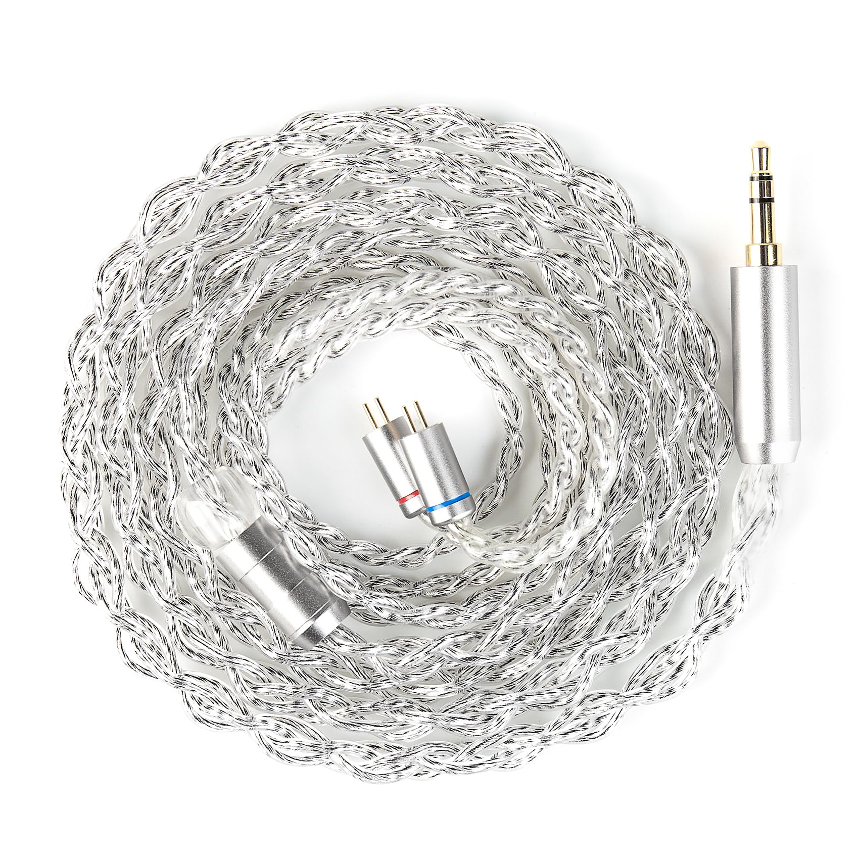 Yinyoo KBEAR Glitter IEM Ersatzkabel, 120 cm OCC Silber Hybrid Upgrade-Kabel für 7-Hz Crinacle Zero/Moon-drop CHU II/ZST (2-Pins, 3,5 -mm-Stecker, Silber)