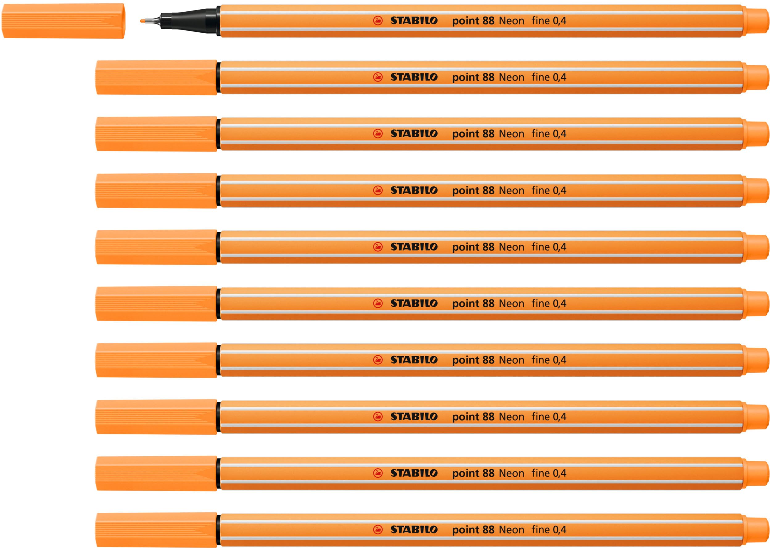 STABILO point 88 - Fineliner - Pack of 10 - Neon Orange