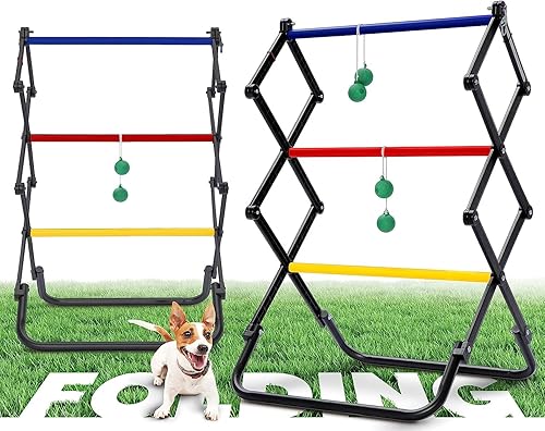 TGU Juego de 2 juegos de lanzamiento de escaleras, configuración instantánea, sistema plegable Juegos al aire libre para patio trasero, césped,