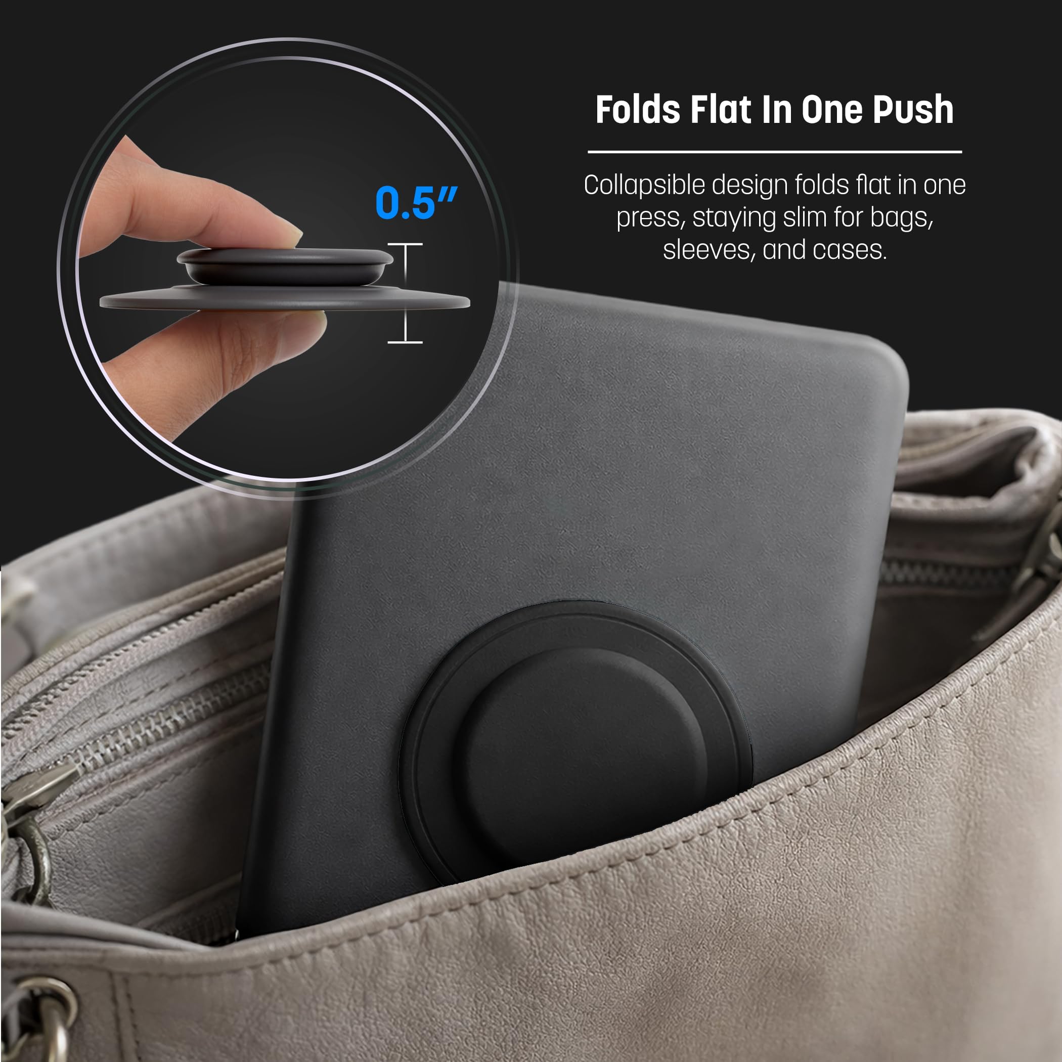 ENCASED Silicone Finger Grip for Kindle, iPad, Tablet - Comfortable Adhesive Handle for eReader (Black)