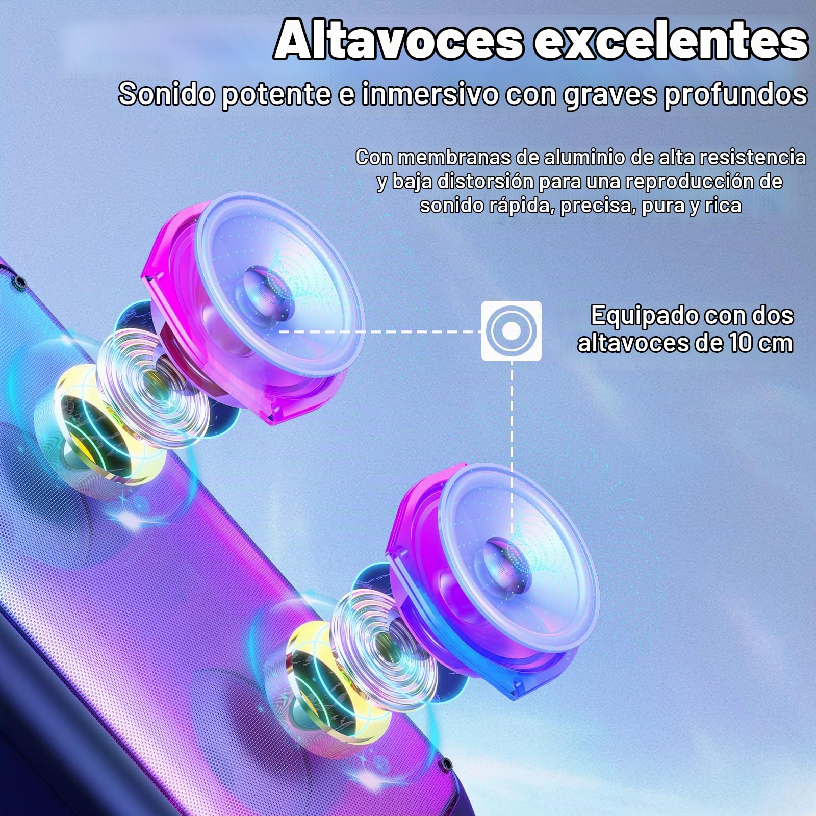 HWWR Karaoke 2 Micrófonos Inalámbricos, Altavoz Karaoke Profesional Bluetooth 5.3, RGB Luces, IPX4 Impermeable, Karaoke Portátil con TF/USB/AUX/TWS para Fiestas, Adultos y Regalos