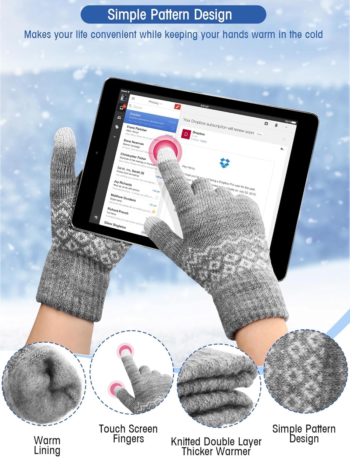 Suhine 18 Pcs Women Beanie Hats and Warm Winter Gloves Set Soft Knitted Winter Hat Knit Skull Cap and Touch Screen Gloves (Classic Color) - Image 2