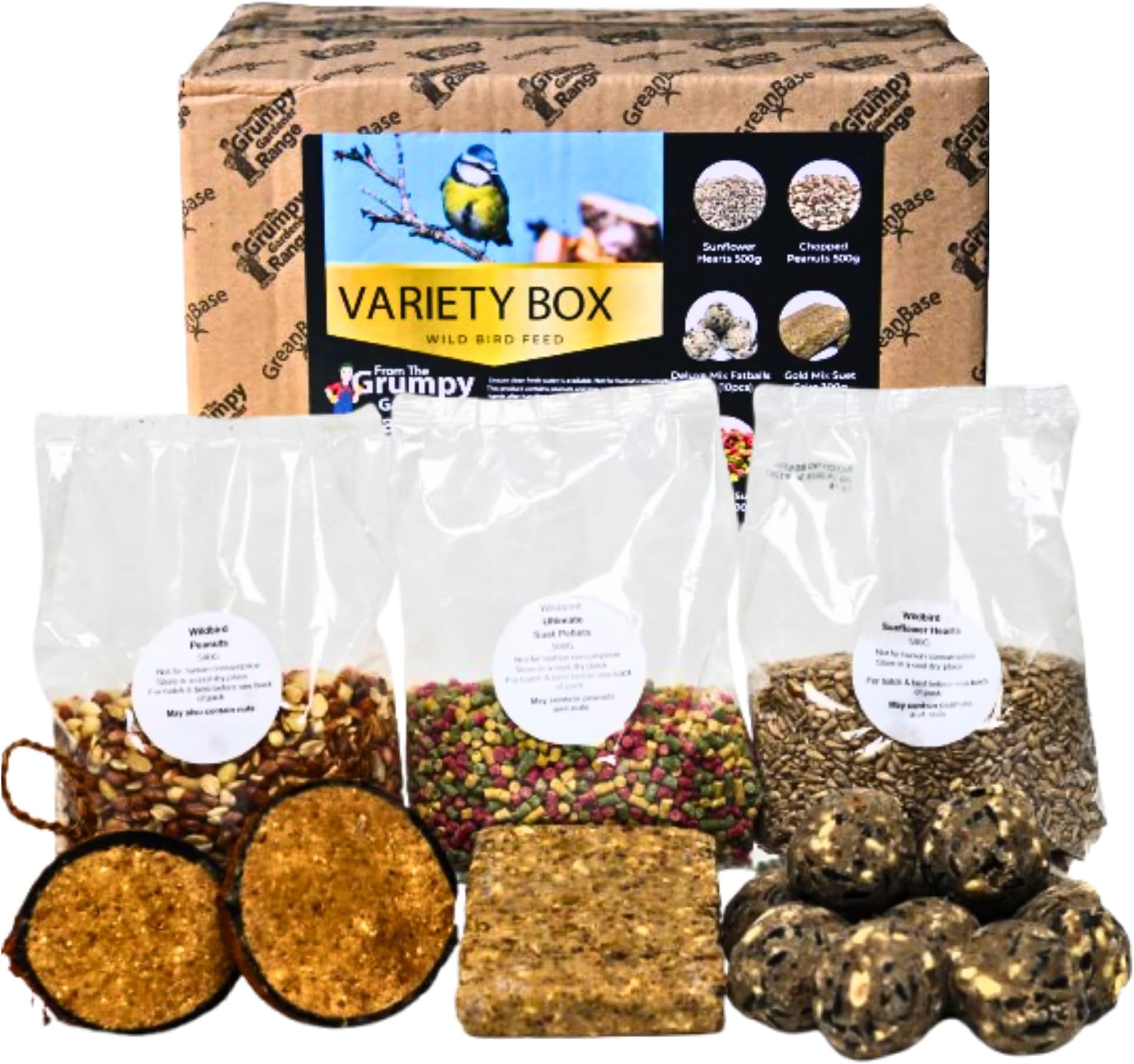 Grumpy Gardener Bird Food Variety Box - Fat Balls, Suet Pellets, Bird ...