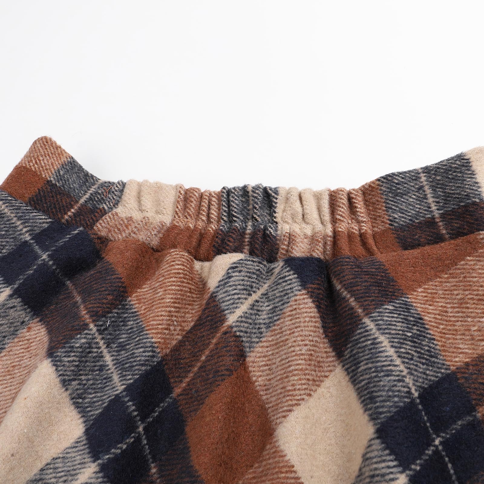 Falda de lana a cuadros vintage de cintura alta para mujer, falda larga elegante para otoño e invierno