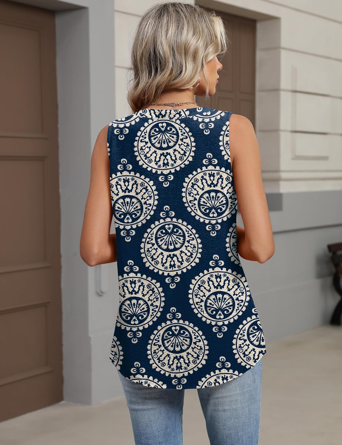 Micoson Tank Tops for Women 2026 Summer Casual V Neck Sleeveless Tops Loose Flowy Button Down Boho Tshirt - Image 2