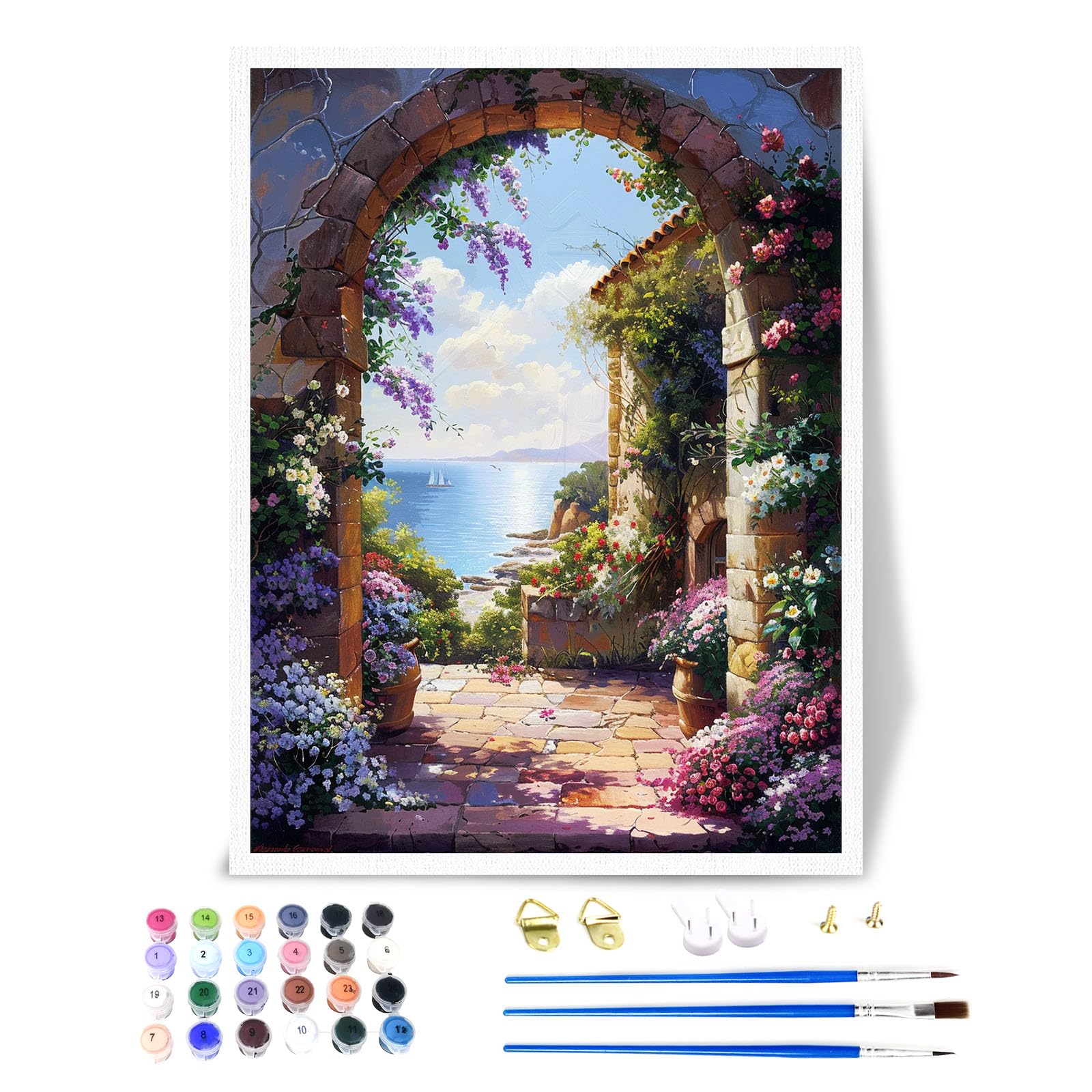 CTANCIFANG Paint by Numbers for Adults,Beginner Paint by Number Canvas Kits with Brushes,DIY Acrylic Oil Painting by Number Kit for Gifts Home Wall Decor (Landscape, D-12 x 16 Inches(Frameless)) — image 1