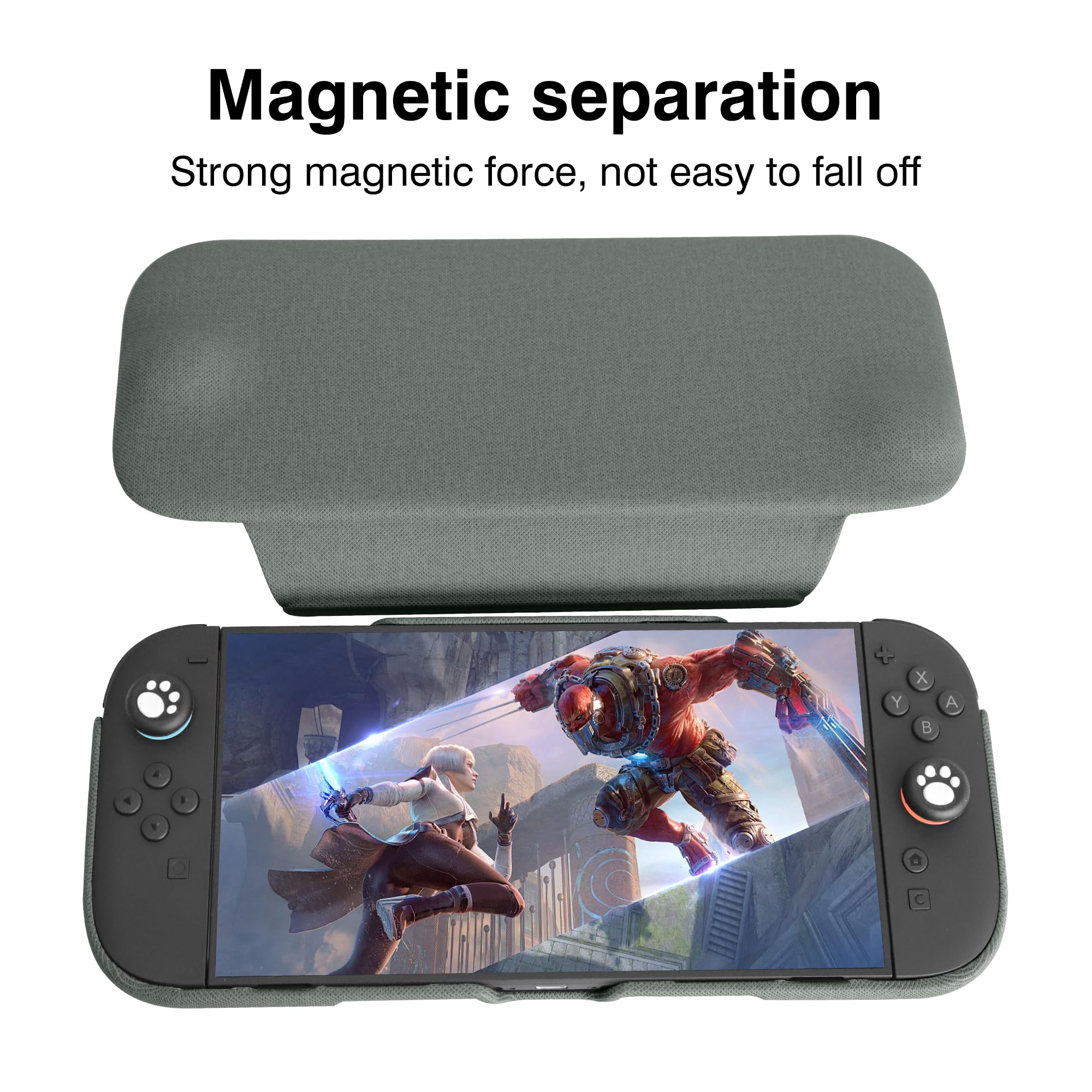 Coque de protection pour Switch 2, coque magnétique amovible, protection complète à 360 °, avec une coque de protection avec poignée ergonomique intégrée, convient pour Nintendo Switch 2 modèle 2025