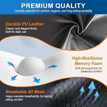 Allaboutsla Lumbar Support Pillow for Car, Car Seat Back Support | Memory Foam Car Lumbar Pillow, Back Support for Pain Relief, Dual Adjustable Straps, Back Cushion for Car Office Chair, Black