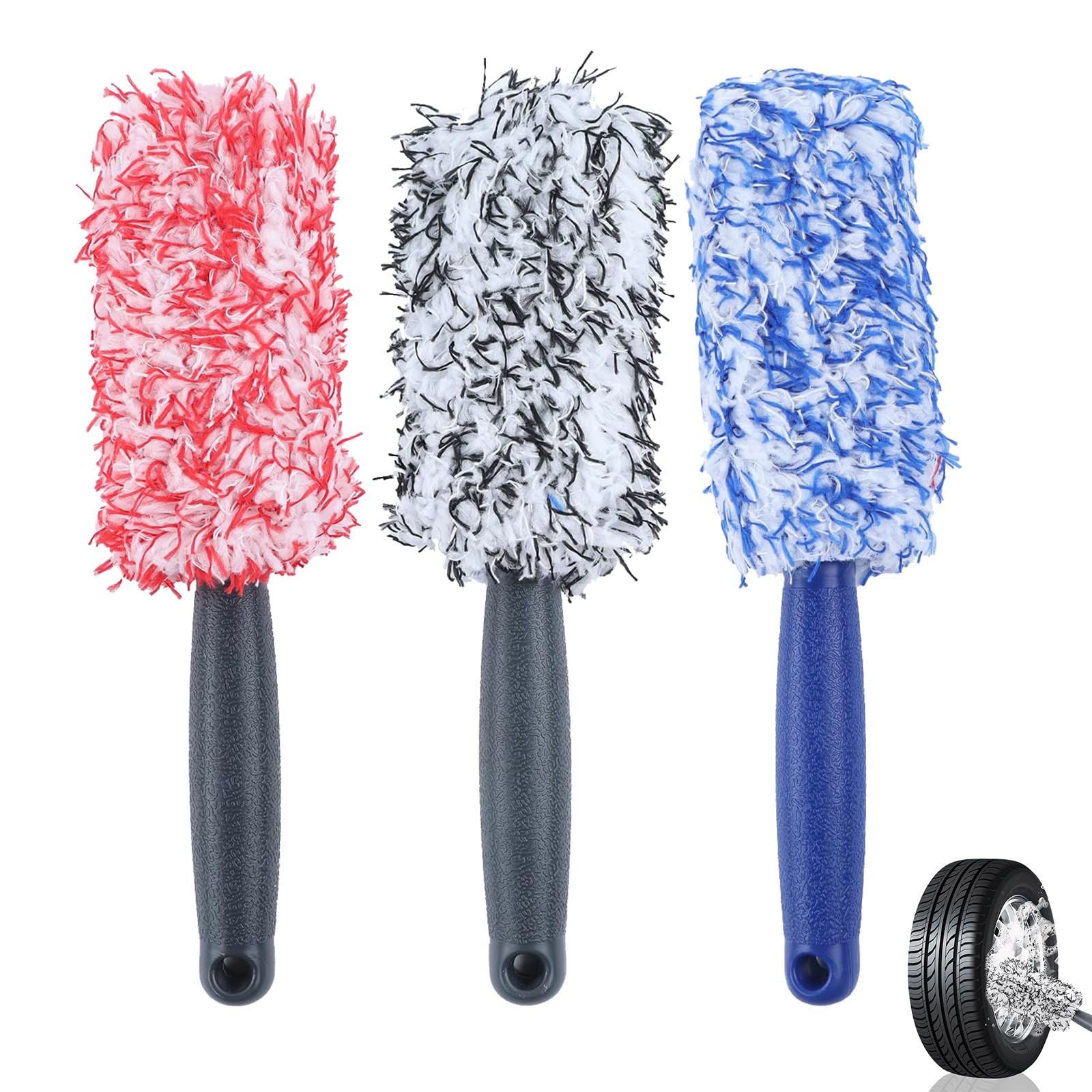 Set 3 Spazzole Per Cerchioni Auto - Microfibra, 30 Cm, Pulizia Senza Graffi - Foto 9