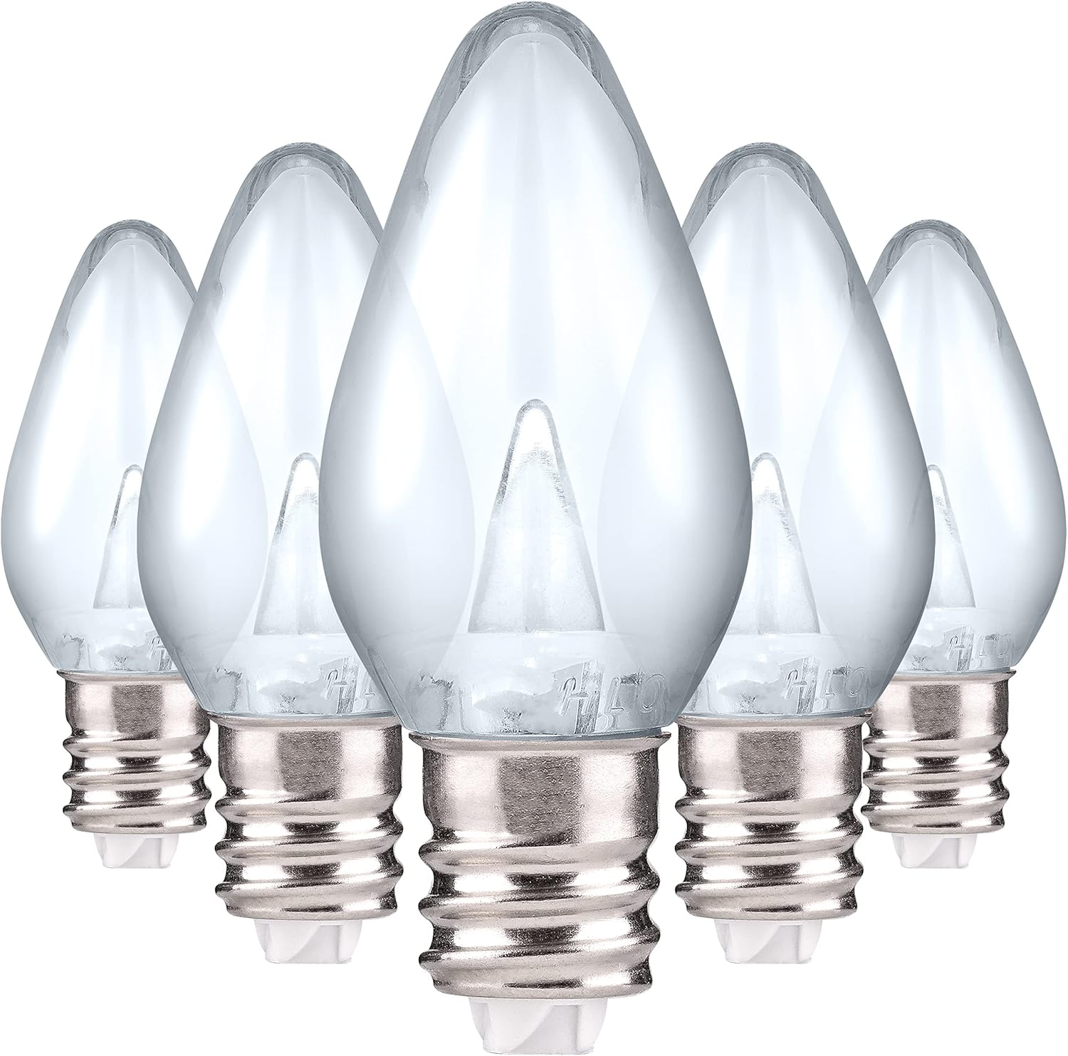 Holiday Lighting Outlet LED Smooth C7 Cool White Replacement Christmas Light Bulbs for E12 Sockets, Energy Efficient Commercial Grade, 2 Diode 0.58 Watt (LED) Bulbs. Pack of 500 Bulbs
