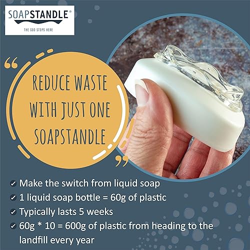 Miniatura 8 de Barra curvada para jabón, soporte para jabón sin suciedad para baño y duchas, paquete de 3, transparente