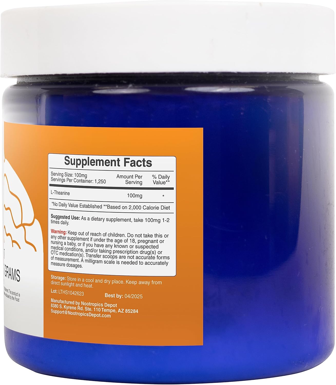 Nootropics Depot L-Theanine Powder 125 Grams | Promotes Relaxation | Supports Healthy Stress Levels + Sleep Cycles | Promotes Cognitive Function + Focus | Amino Acid Supplement