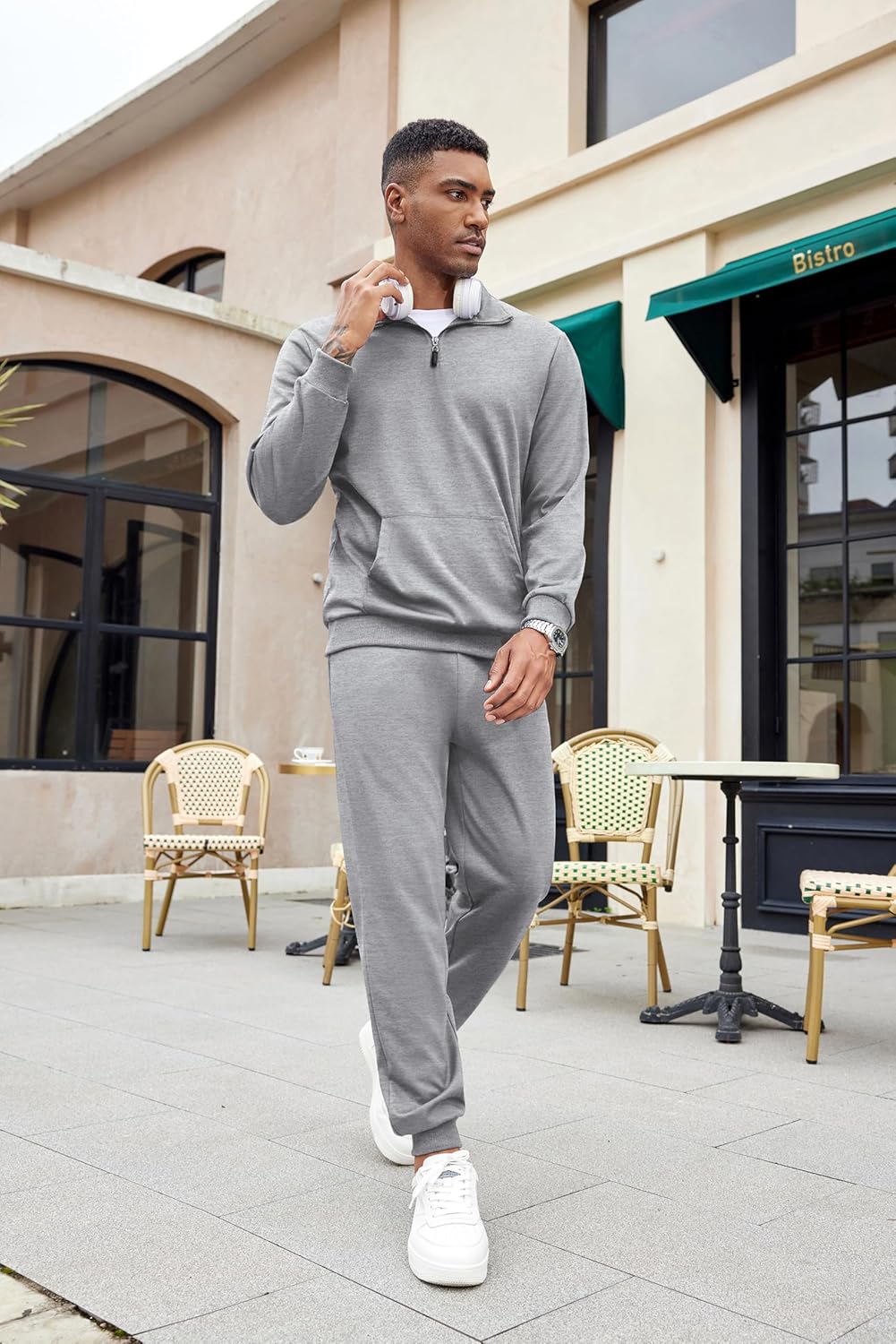 COOFANDY Men's Tracksuit 2 Piece Quarter Zip Sweatsuit Sets Casual Athletic Running Jogging Suits - Image 4