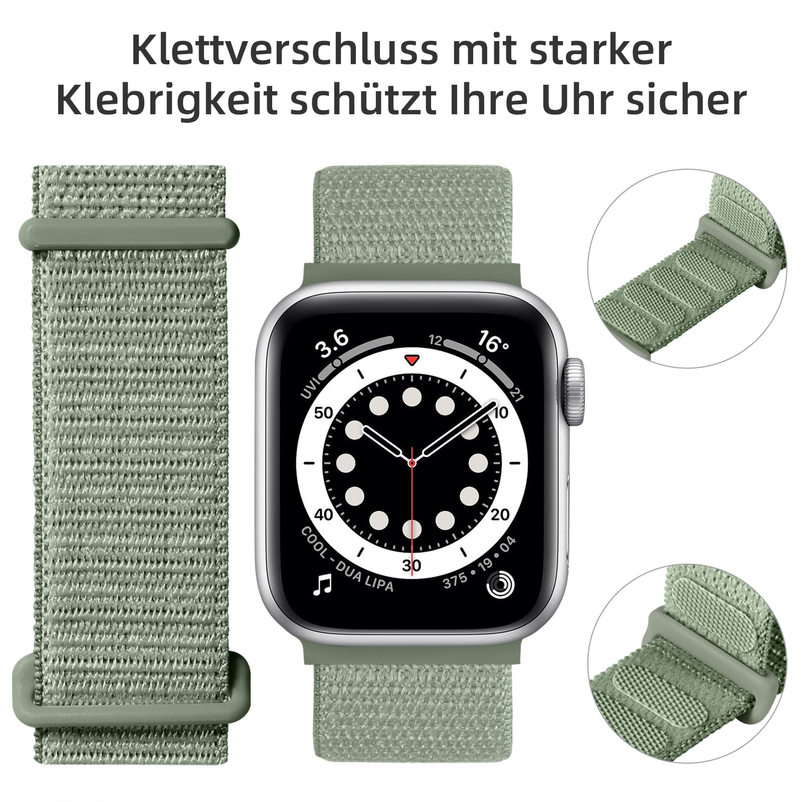 Maledan Nylon Cinturino Compatibile con Apple Watch Cinturino 38mm 40mm 41mm 42mm 45mm 49mm, Regolabile Sport Cinturino Compatibile con iWatch Series 9 8 7 6 5 4 3 2 1 SE, 38mm/40mm/41mm, Verde Pino